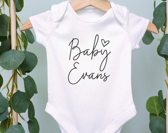 personalised baby grow (baby surname & heart)
