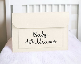 Personalised Felt Document Bag For Baby Shower/Gifting