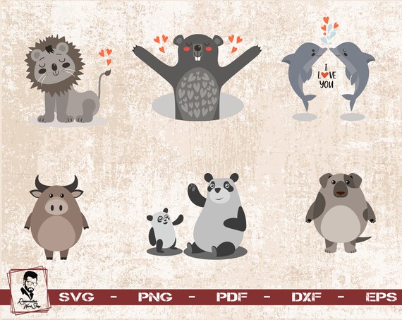 Animaux Mignons Svg Bebe Animaux Silhouette Cut Files Cute Etsy