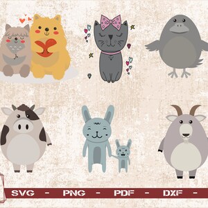 Animaux Mignons Svg Bebe Animaux Silhouette Cut Files Cute Etsy