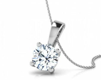 Diamond pendant white gold necklace, Anniversary gift, Wedding pendant, Girl gift, Diamond pendant and necklace gift