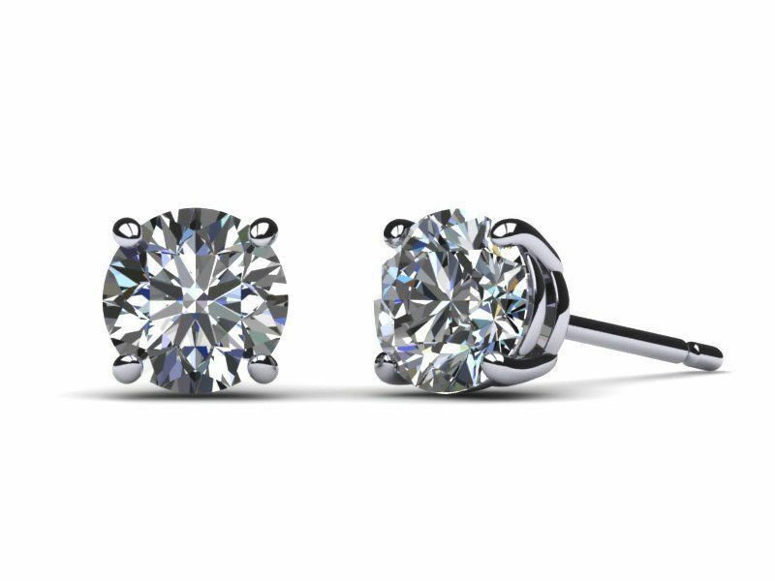 Diamond Earrings Lab Grown Diamonds 14K White Gold 2 CT Etsy