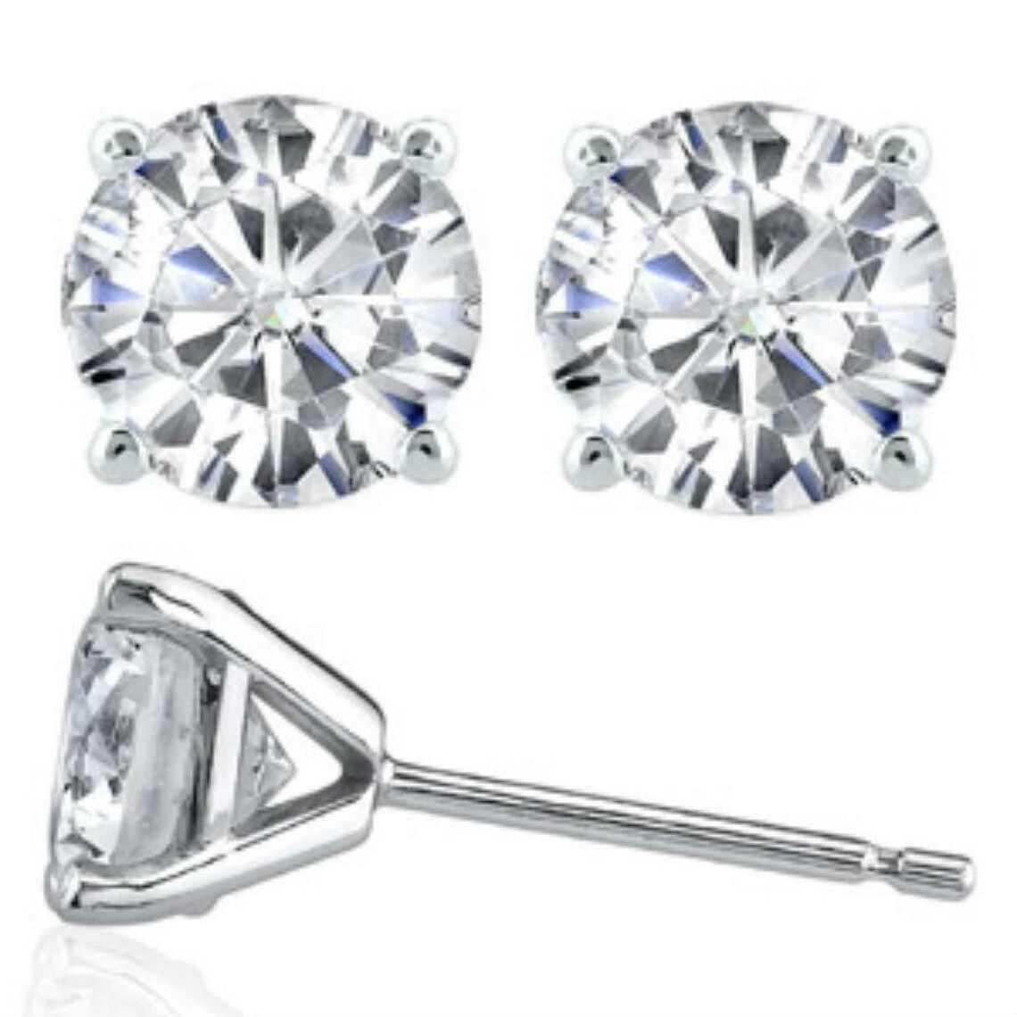 Diamond STUD Earrings14k White Gold 4.00 CT Round Diamonds Etsy