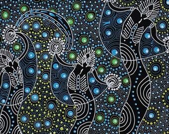 Patchwork Quilting Sewing Fabric Aboriginal Fresh Life After Rain 50x55cm FQ New Patchwork Quilting Sewing Fabric Aboriginal Fresh Life After Rain 50x55cm FQ New