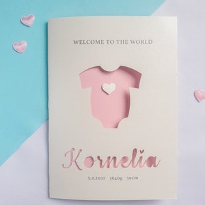 Tarjeta de recién nacido personalizada con detalles de nacimiento / Bienvenido al mundo / Tarjeta de recién nacido hecha a mano