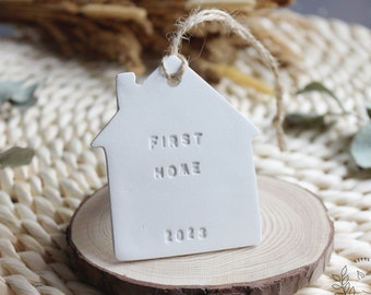 First Home Gift, New Home present, Housewarming keepsake, Handmade, Moving, Couple First House decor, Clay ornament, Custom date, rustic