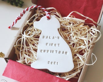 Enfeite de Natal personalizado para o primeiro cachorro, decoração de árvore de Natal personalizada para o primeiro cachorro, enfeite de árvore de Natal para o primeiro cachorro, presente de lembrança para cachorro, presente canino