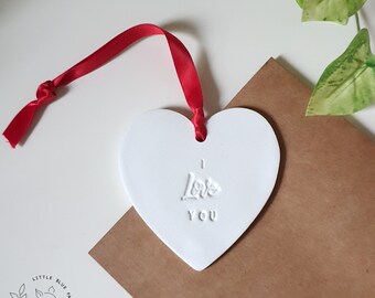 I Love You Heart Valentine's Day gift for her, Valentine's gift for him, Anniversary heart keepsake gift token, Unique handmade present UK