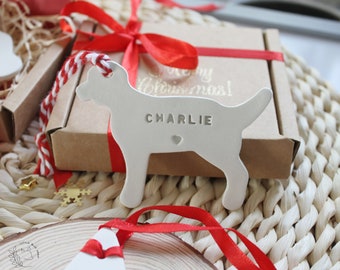 Decoração de cachorro de Natal personalizada, enfeite de árvore de Natal personalizado para cachorro, enfeite de cachorro personalizado, etiqueta de presente de lembrança para cachorro, presente para cachorro Reino Unido