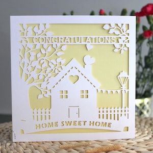Carte nouvelle maison, Carte de déménagement en papier découpé, Carte première maison, Cadeau de pendaison de crémaillère, Home Sweet Home, Carte pour une nouvelle maison, Carte de pendaison de crémaillère