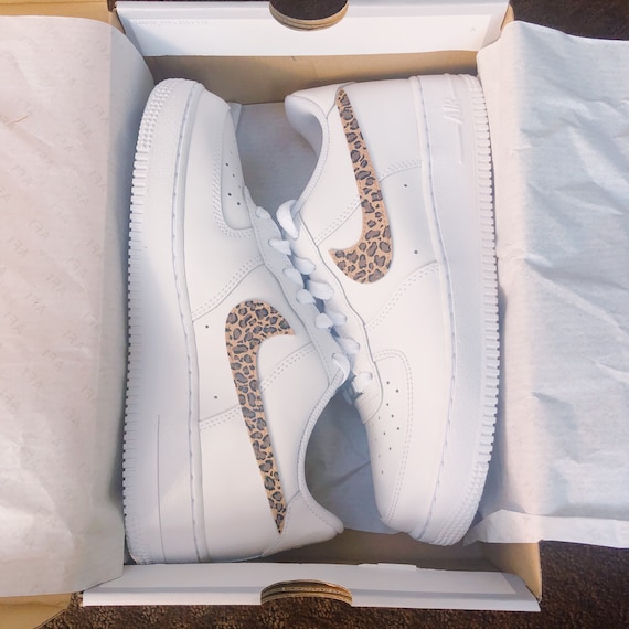 tan and cheetah air force ones