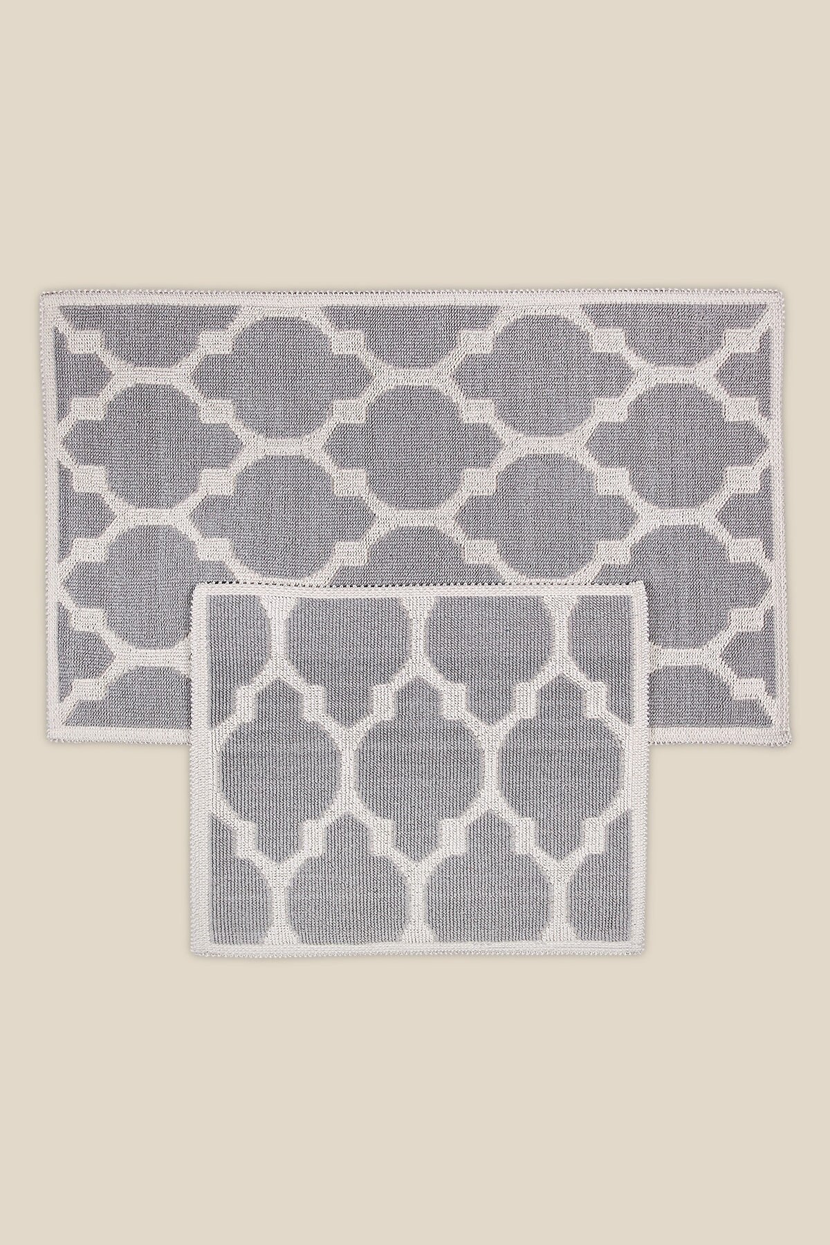 Bath mat set gray and beige patterned woven mat set Cotton Etsy