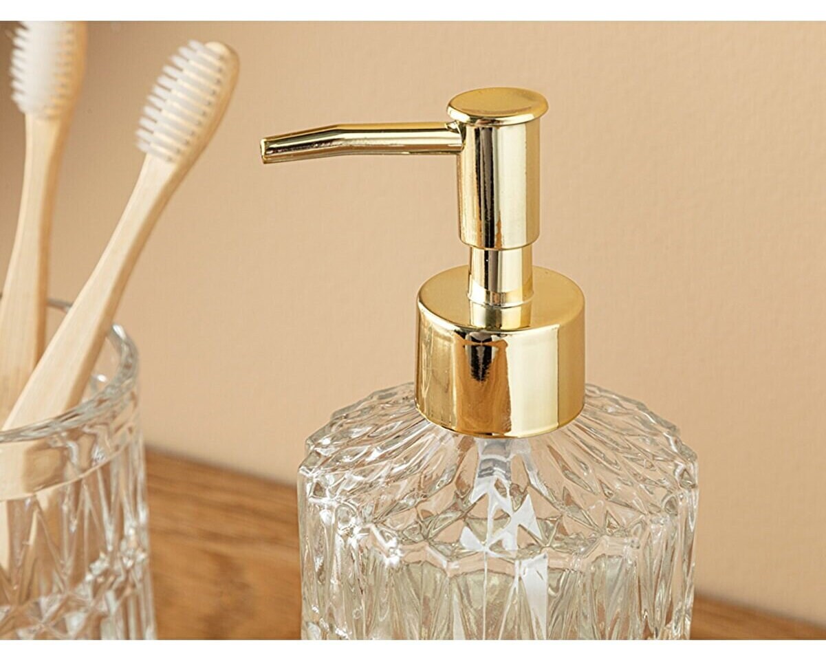 Bathroom Set3piece Crystal Glass Bathroom Setliquid Soap Etsy