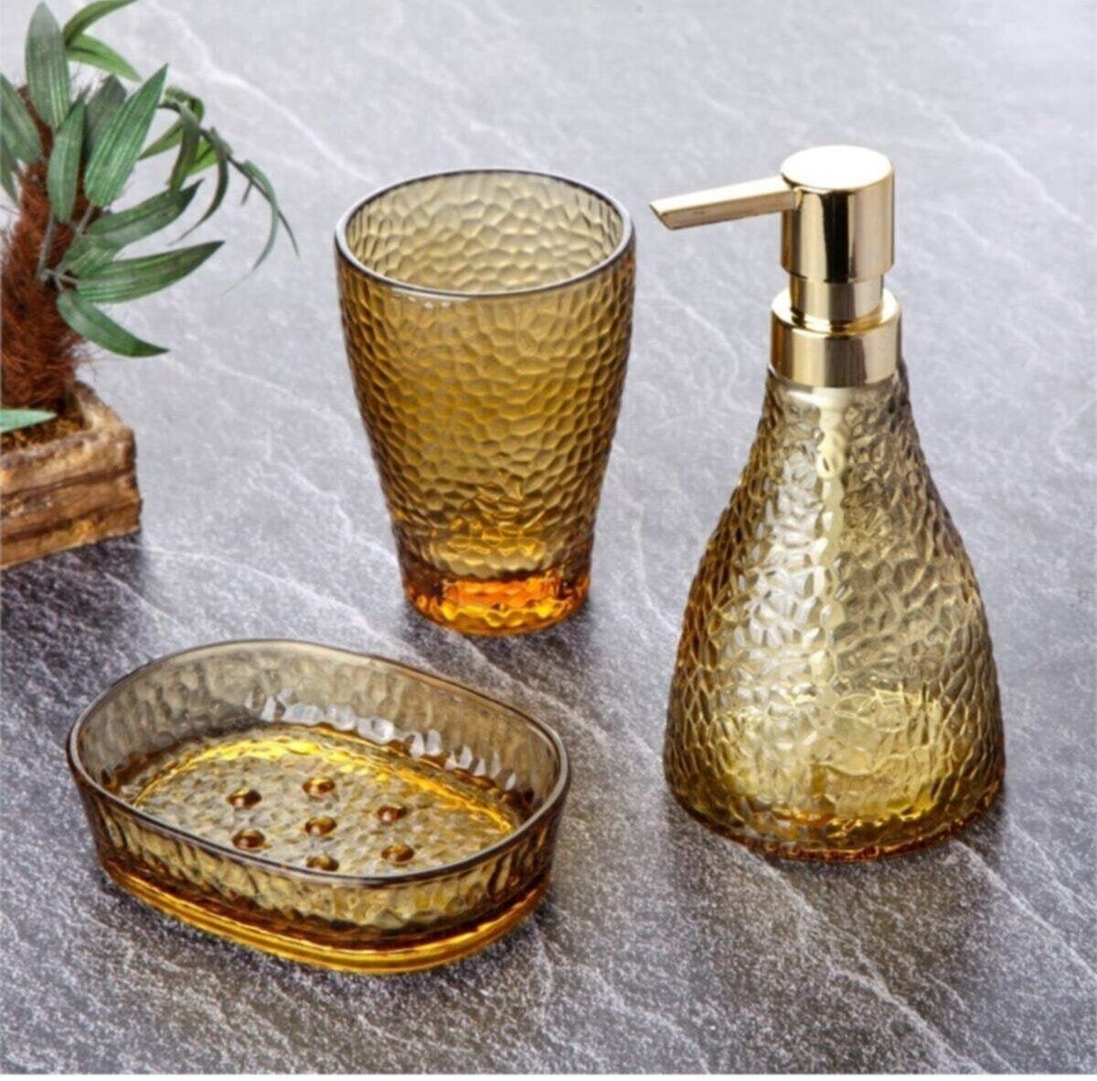 Badezimmer-Set blau rot lila und gelb Glas Bad Set | Etsy