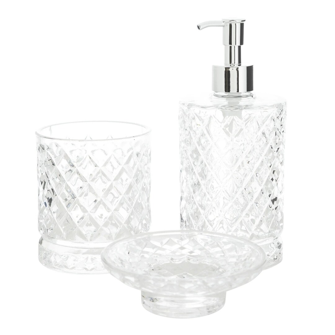 Bathroom Set3piece Crystal Glass Bathroom Setliquid Soap Etsy