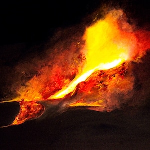 Oil painting - Etna&#39;s eruption