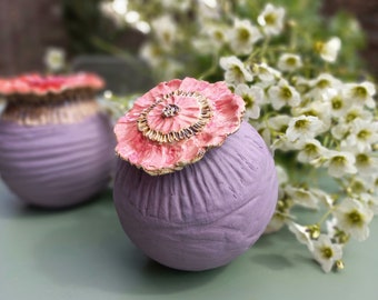 Capullo de flores, decoración de jardín de cerámica, tapón de cama de amapola, resistente a las heladas, regalo, único