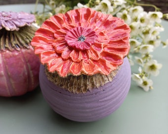 Capullo de flores, decoración de jardín de cerámica, tapón de cama de amapola, resistente a las heladas, regalo, único