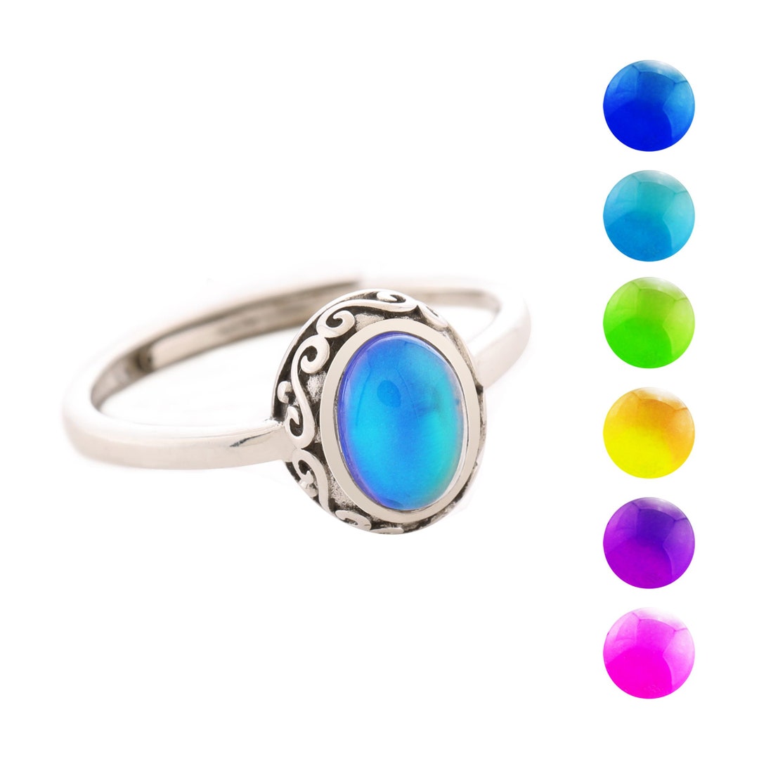 Mood Ring Pendant Ring Engagement Ring Sterling Silver Ring - Etsy