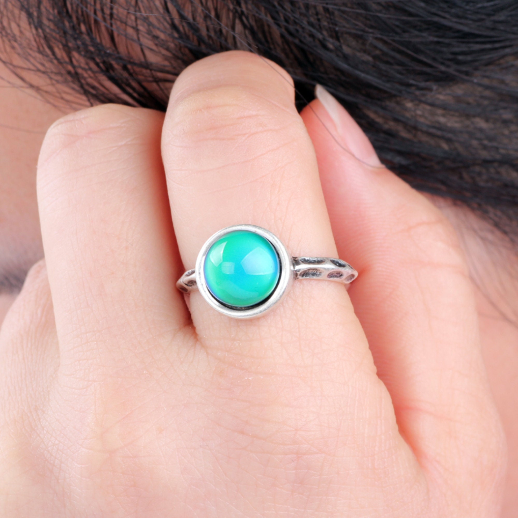 Mood Ring Sterling Silver Ring Changing Color Vintage Ring Etsy