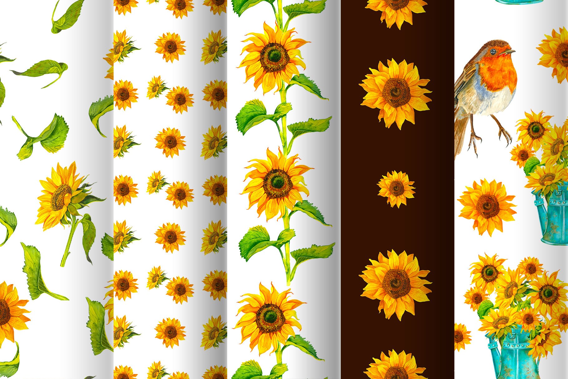 Sunflower Digital Scrapbook Paper seamless sunflower patterns Etsy