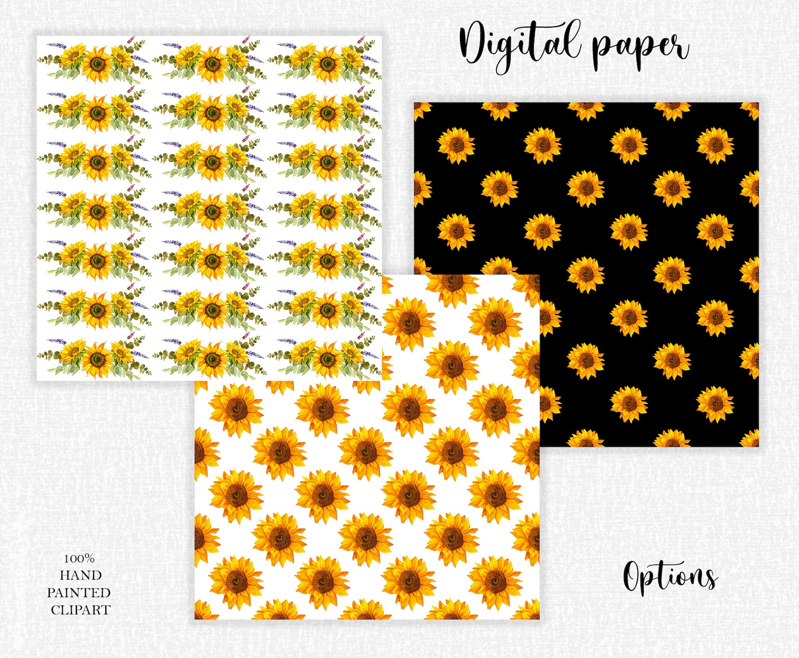 Sunflower Digital Scrapbook Paper seamless sunflower patterns | Etsy