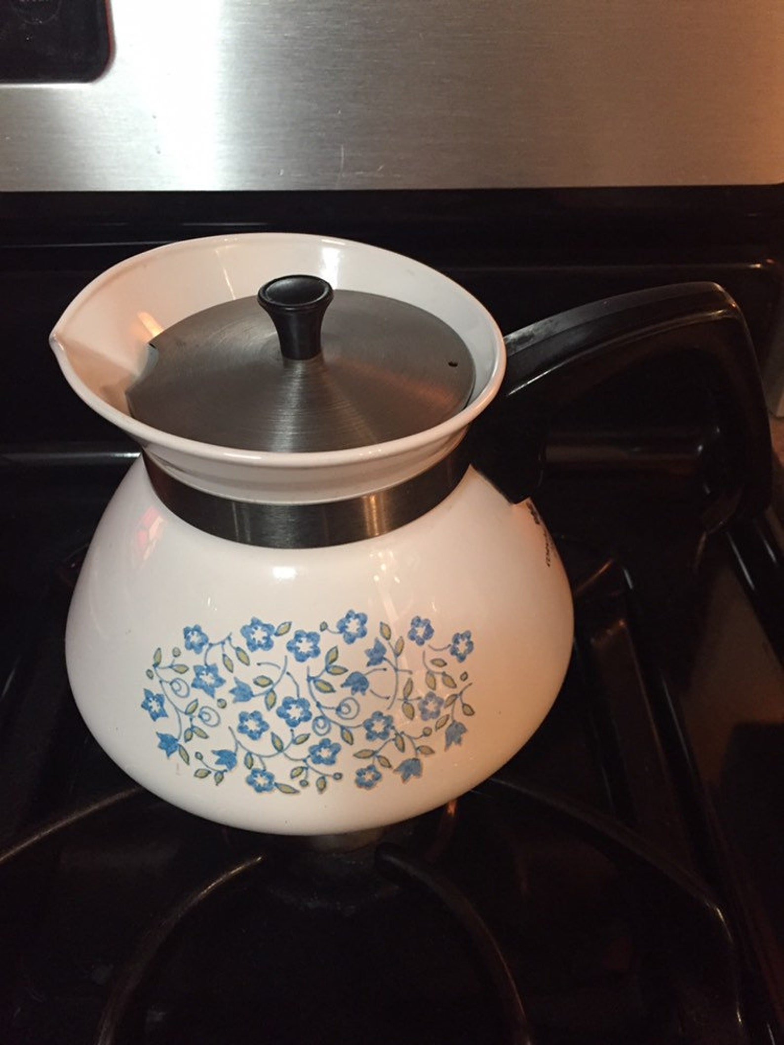 Vintage Corning Ware Blue Heather teapot Etsy