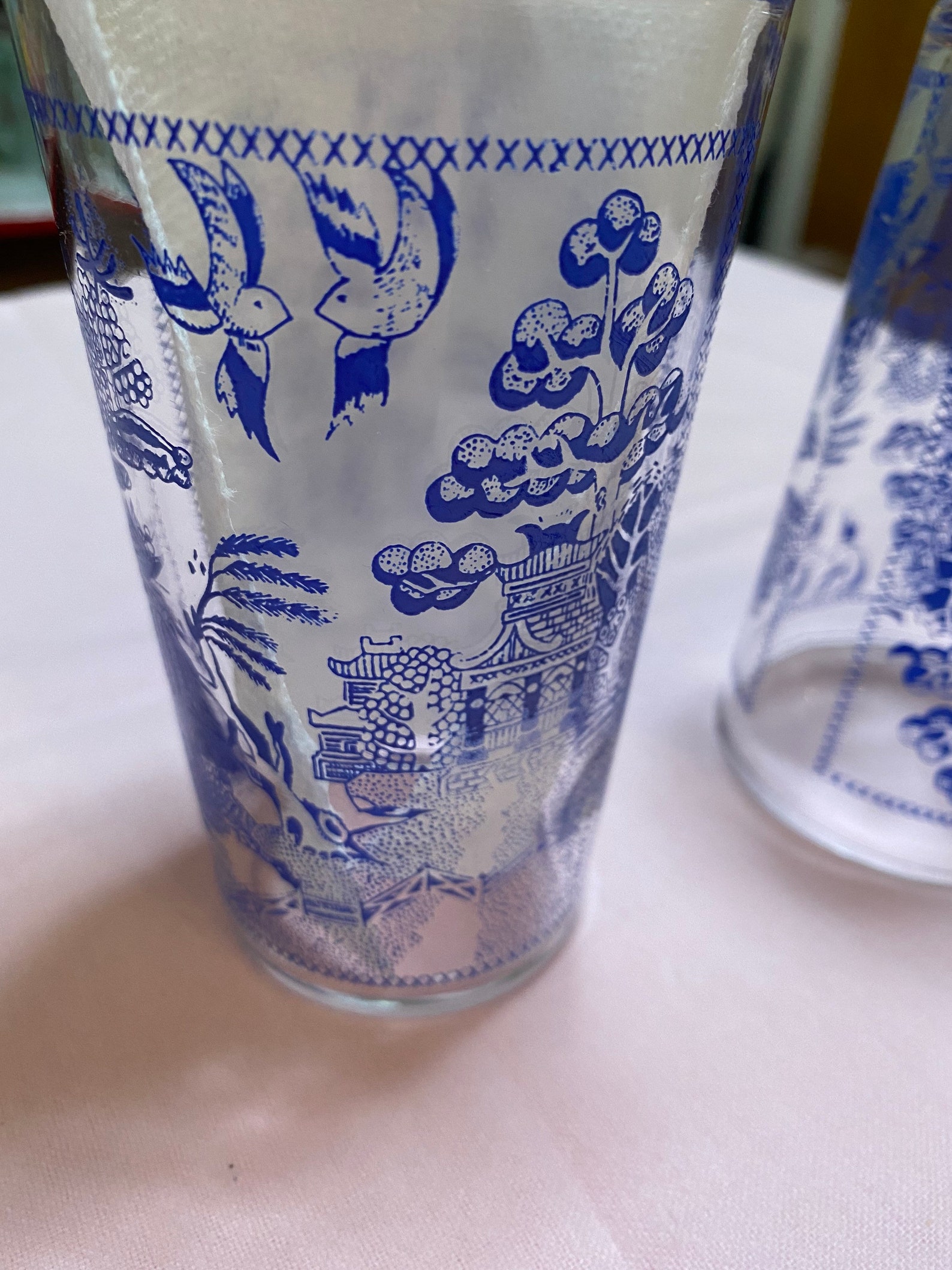 2 5 inch Federal glass blue willow glasses Etsy