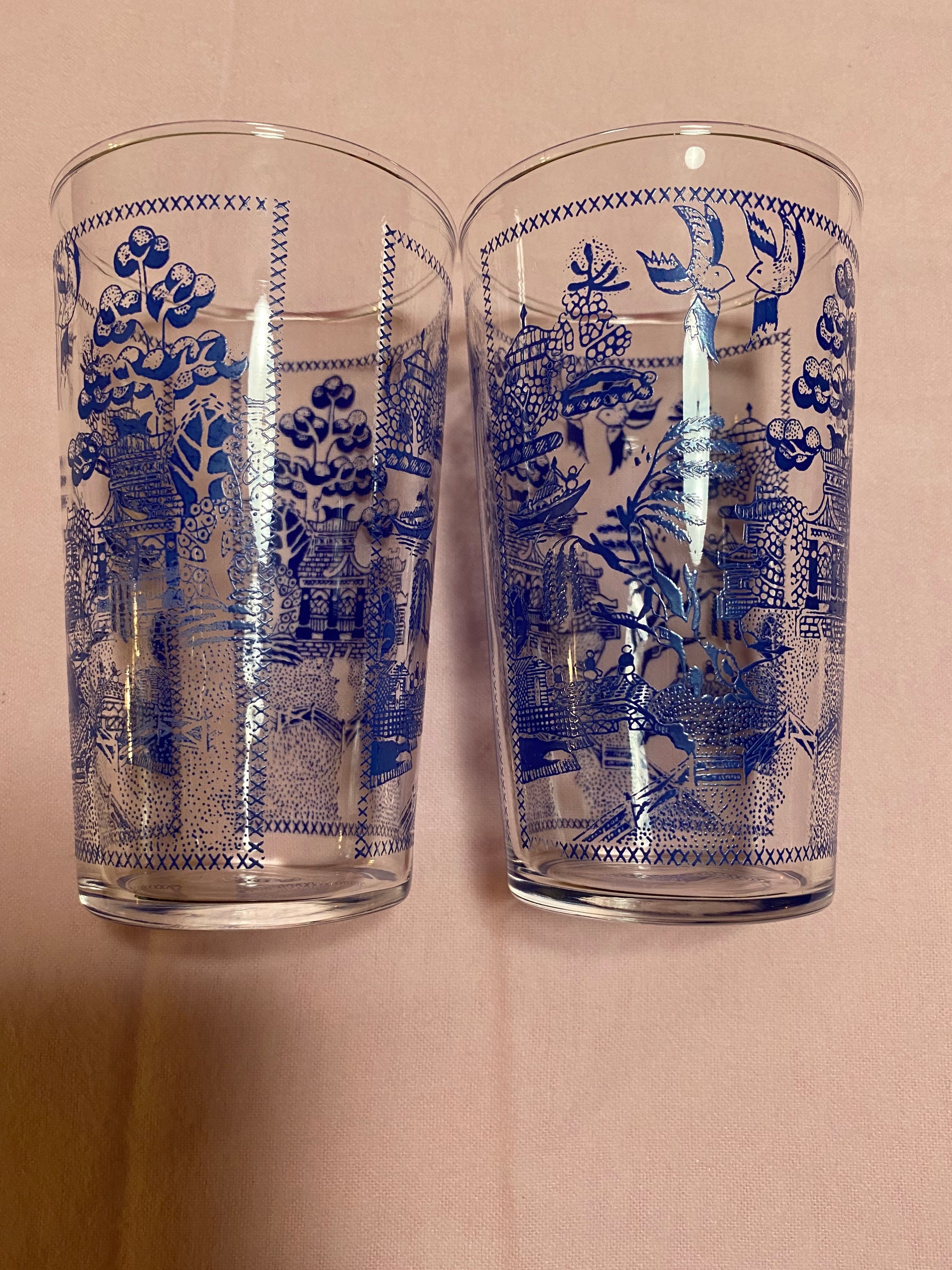 2 5 inch Federal glass blue willow glasses Etsy