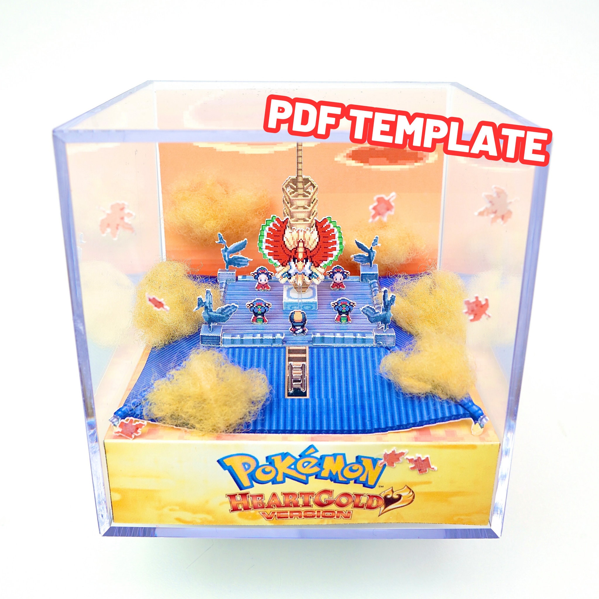 Pokemon Ho Oh Bell Tower Heartgold Diorama Cube DIY Papercraft