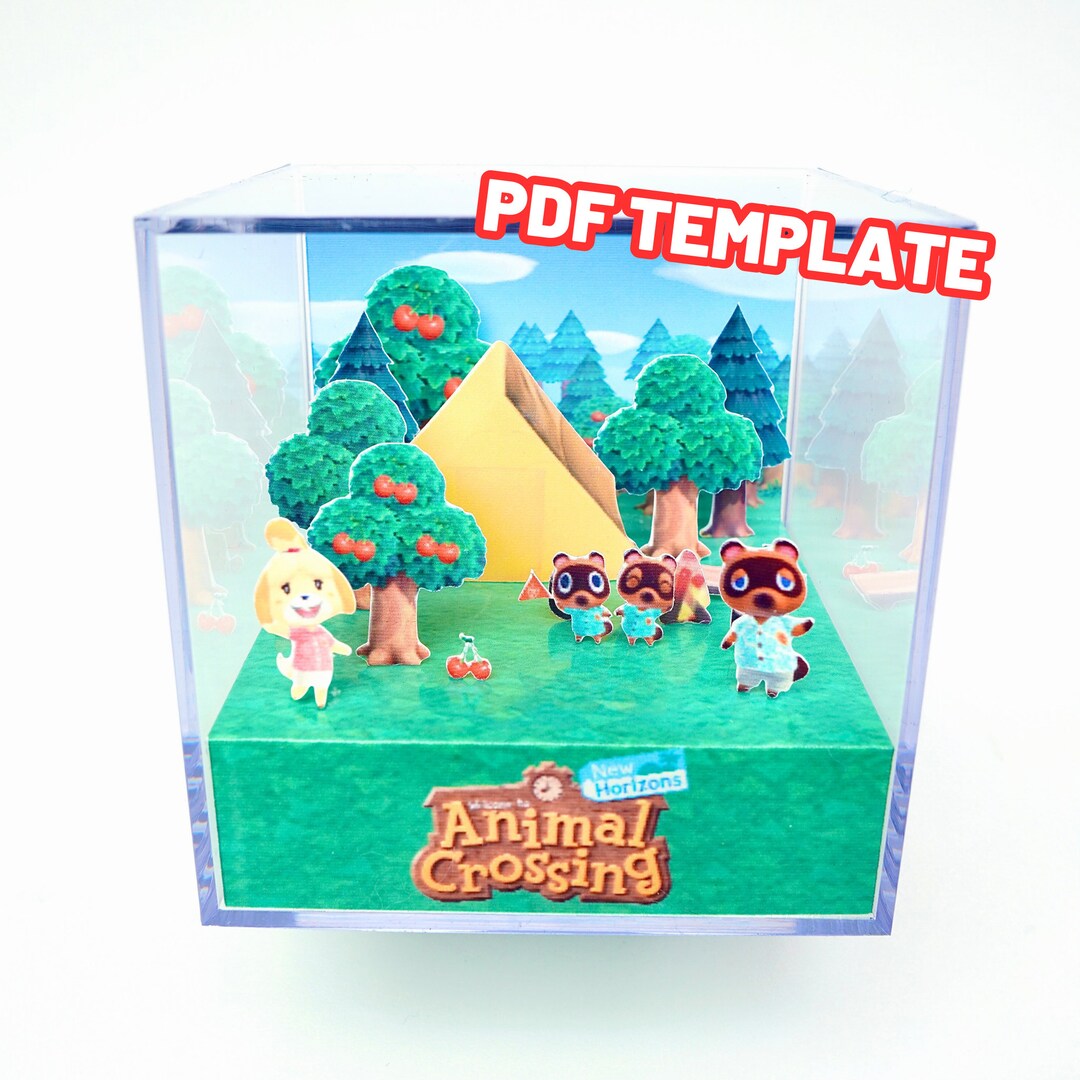 Animal Crossing New Horizons Camp Diorama Cube DIY Papercraft Shadowbox