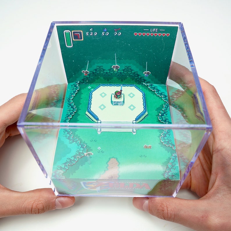 Zelda A Link To The Past Master Sword Diorama Cube - DIY Papercraft Shadowbox - Zelda Retro Gamer Gift - Video Game Decor - Template image 5