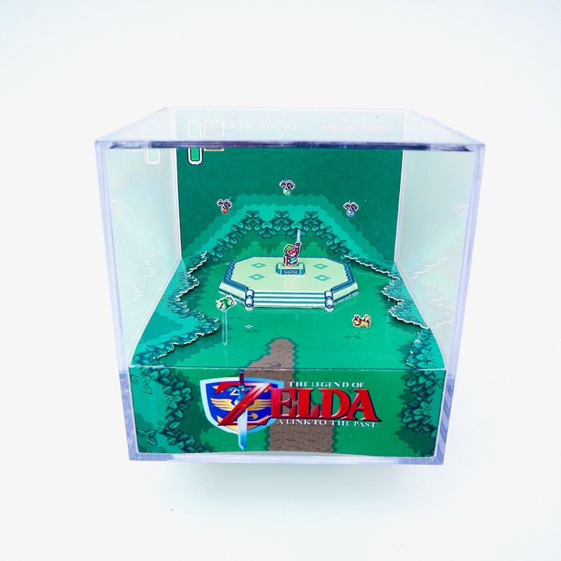 Zelda A Link To The Past Master Sword Diorama Cube - DIY Papercraft Shadowbox - Zelda Retro Gamer Gift - Video Game Decor - Template image 7