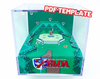 Zelda A Link To The Past Master Sword Diorama Cube - DIY Papercraft Shadowbox - Zelda Retro Gamer Gift - Video Game Decor - Template