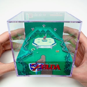 Zelda A Link To The Past Master Sword Diorama Cube - DIY Papercraft Shadowbox - Zelda Retro Gamer Gift - Video Game Decor - Template image 6