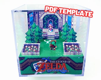 Zelda Ocarina of Time Cube - DIY Diorama Cube Papercraft Shadowbox - Zelda Retro Gamer Gift - Video Game Decor - Template