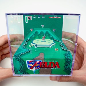 Zelda A Link To The Past Master Sword Diorama Cube - DIY Papercraft Shadowbox - Zelda Retro Gamer Gift - Video Game Decor - Template image 2