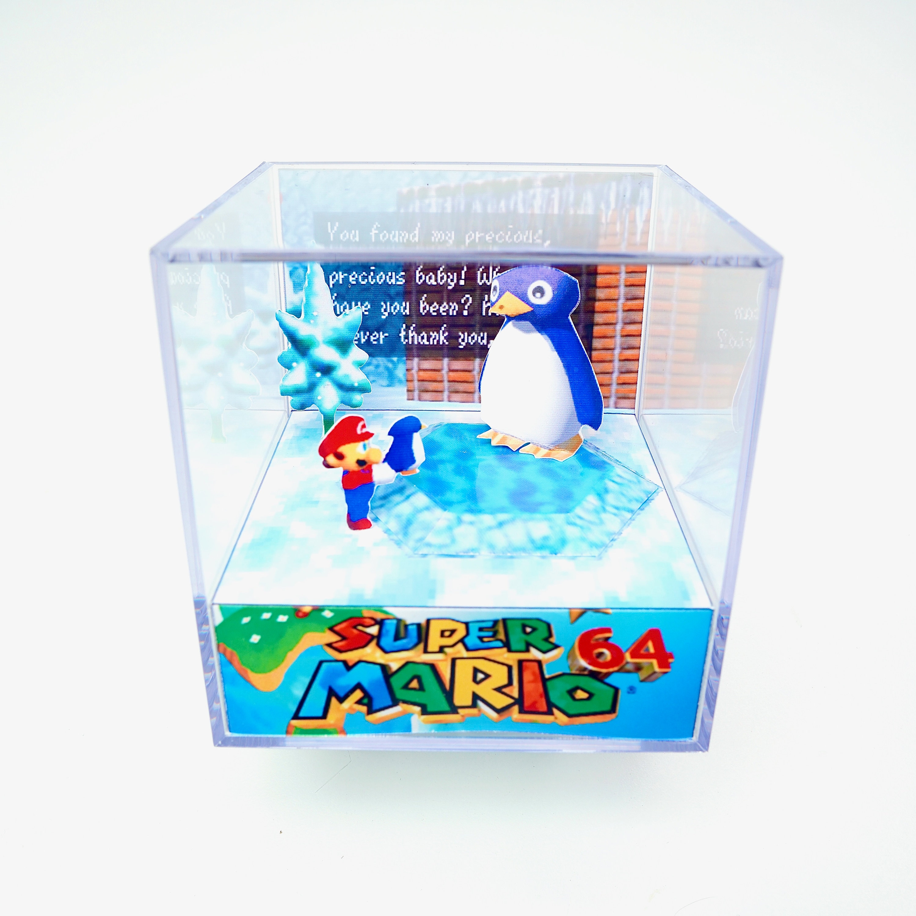 Super Mario 64 Pinguin Diorama Cube - DIY Papercraft