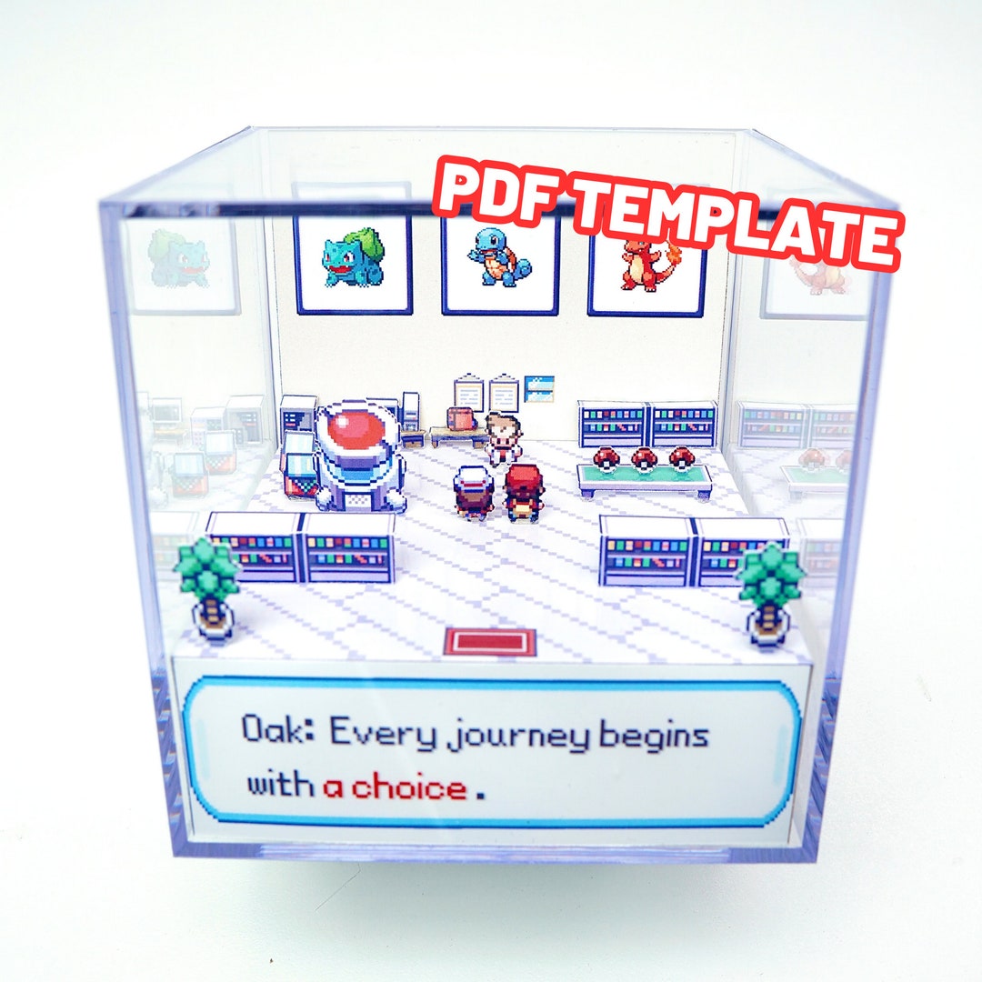 Pokemon Oak Lab Firered & Leafgreen Starter DIY Diorama Cube Papercraft ...