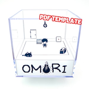 Omori White Space Cube - DIY Diorama Cube Papercraft Shadowbox - Omori Basil Retro Gamer Gift - Video Game Miniature Decor - Template