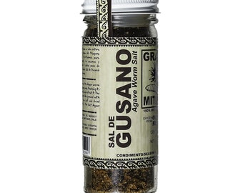 Sal de Gusano (Agave Worm Salt, 100% Chinicuil) 100 gram jar +  Imported from Mexico - Oaxaca + Free Shipping