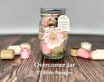 Overcomer Jar: 25 NIV Bible passages, Encouragement Gift