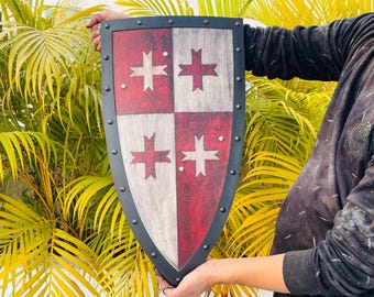 Handmade Wooden Templar Shield: Medieval Knight Cross Shield