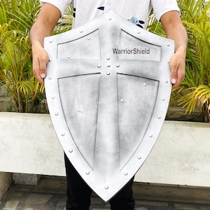 Medieval Templar Shield: Knight Cross Wooden Heater Shield