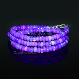 Natural Lavender Ethiopian Opal Beads Necklace, Lavender Opal Beads Necklace, Opal Necklace 16 Inch, Fire Opal Necklace, 4 To 5 MM