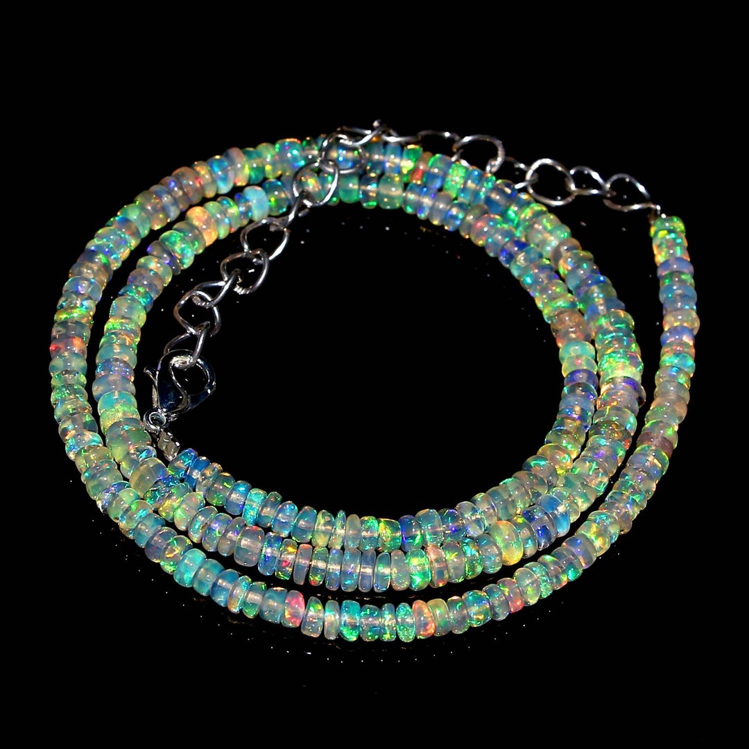Ethiopian Opal Natural Smooth Rondelle Beads 16 Inches Strand Necklace ...