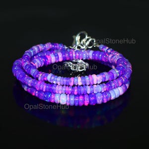 Natural Lavender Ethiopian Opal Beads Necklace, Lavender Opal Beads Necklace, Opal Necklace 16.5 Inch, Fire Opal Necklace, 3 To 5 MM