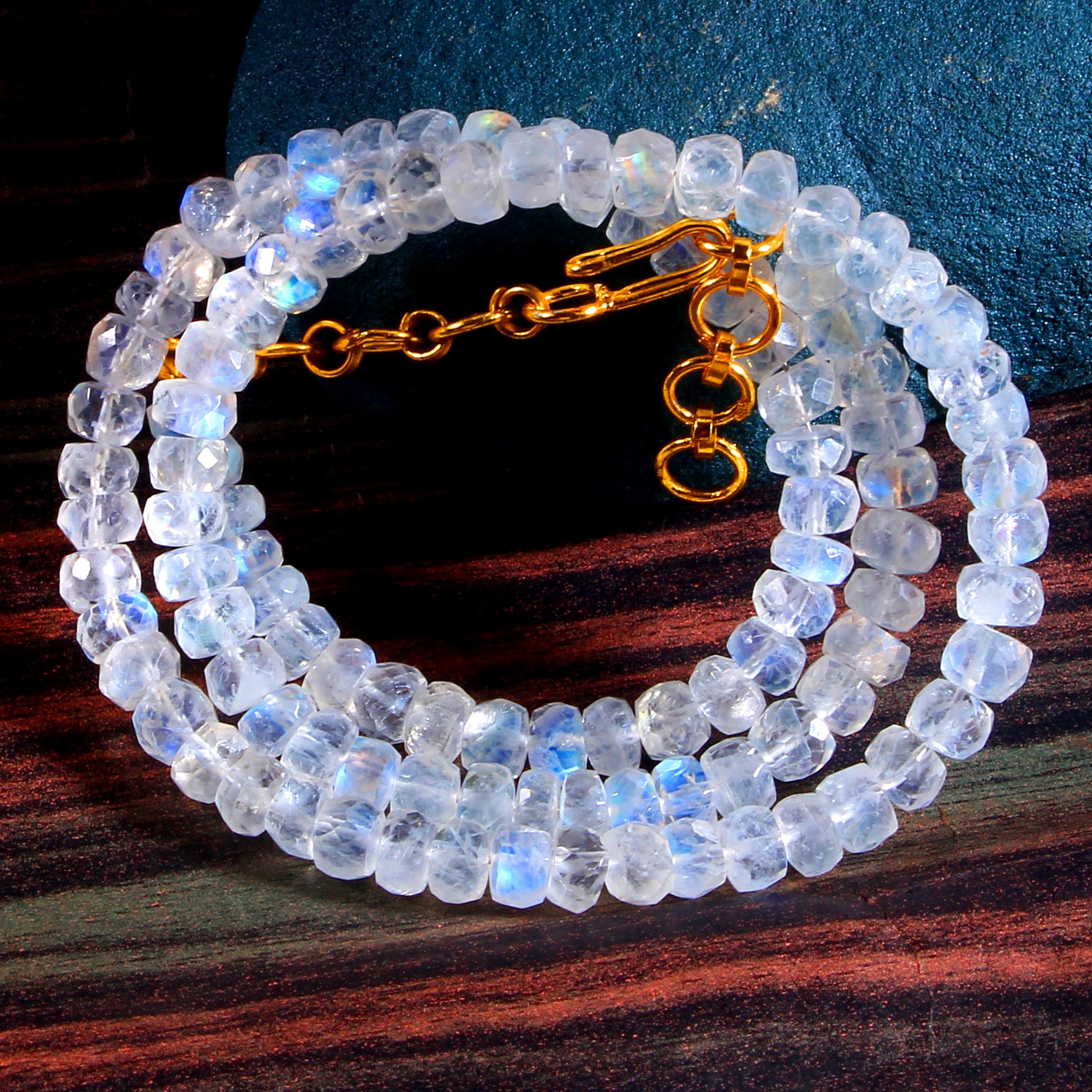 Rainbow moonstone bead best sale necklace