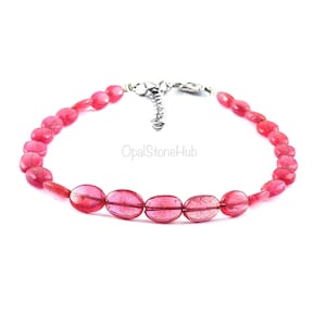 Natural Ruby Beads Bracelet, Genuine Ruby Nuggets Beads Bracelet, Unheated Ruby Beads Bracelet, Handmade Jewelry, Gifted Jewelry