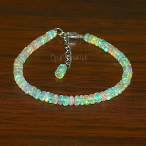 Natural Ethiopian Opal Bracelet, Fire Opal Bracelet, Opal Bracelet, Opal Jewelry, Handmade Opal Jewelry, October Birthstone, Gift for her